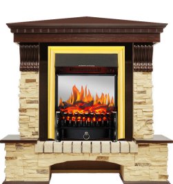 Каминокомплект Royal Flame Pierre Luxe сланец угловой с очагом Fobos FX M Brass
