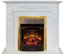 Каминокомплект RealFlame Dominica STD/EUG WT с очагом Majestic Lux Brass S